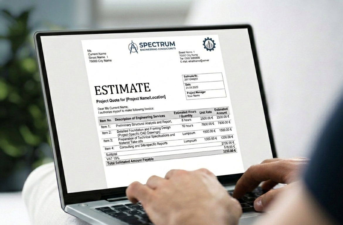 Branded PDF estimate generated by Job Intake